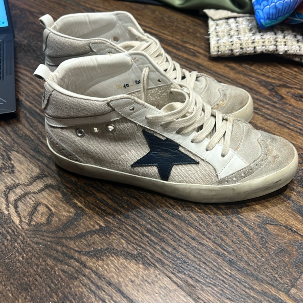 Golden goose high tops size 38. In good condition but worn.